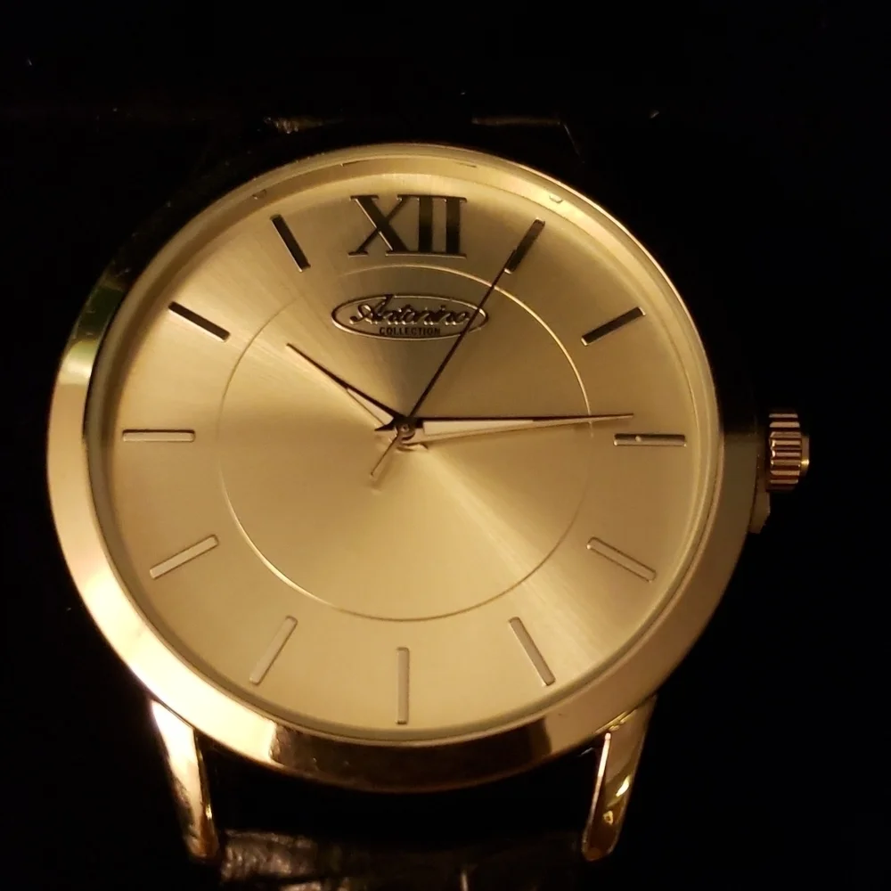 Antonino Colldction His and Hers Silvertone Faced With  Faux Crocodile Band